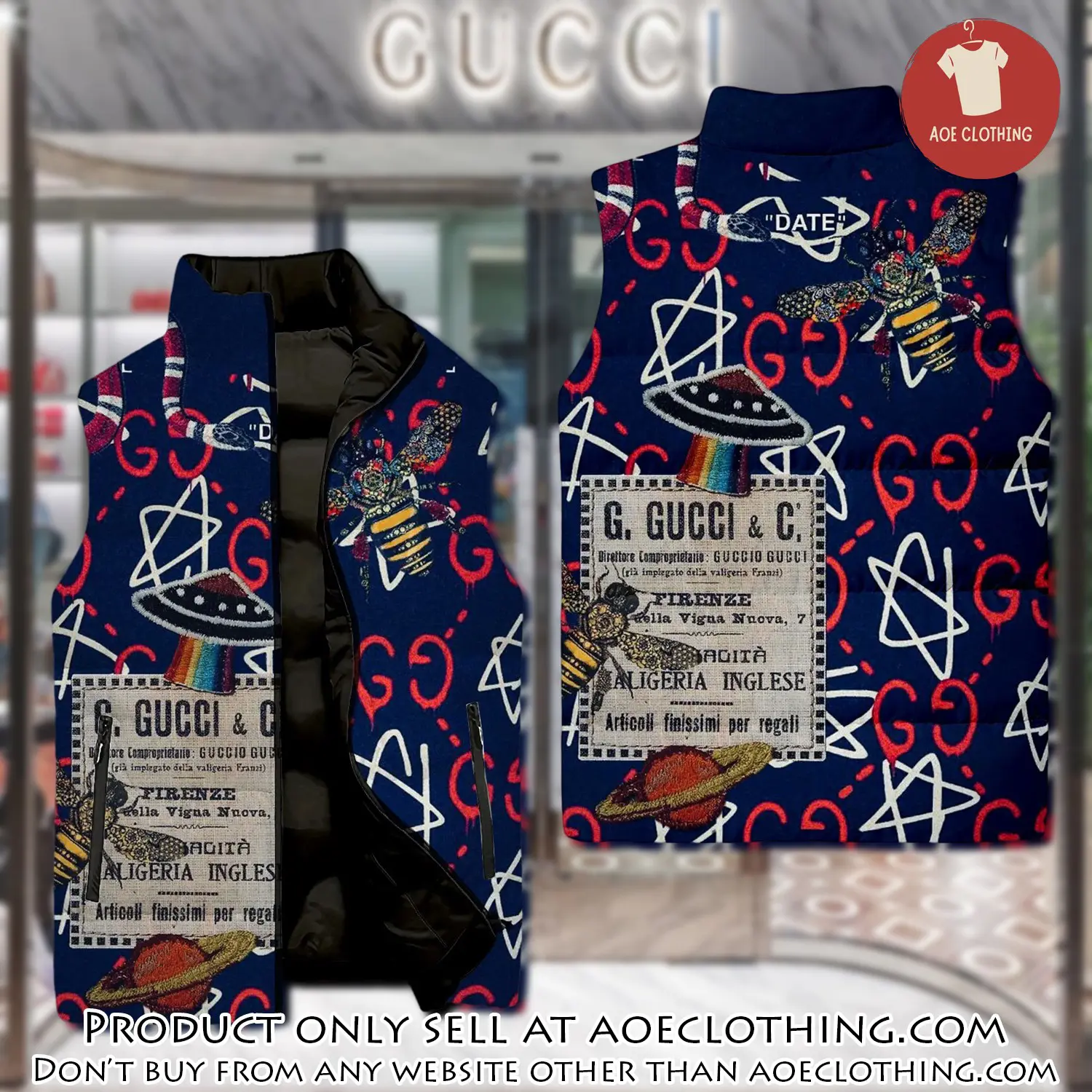 Gucci star luxury brand 3d sleeveless down jacket aoe2353218